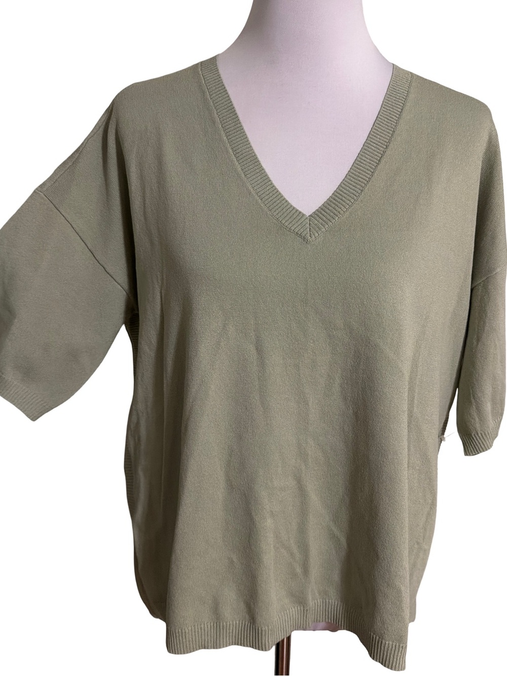 MarlaWynne V-Neck Short Sleeve Knit Top - Sage
